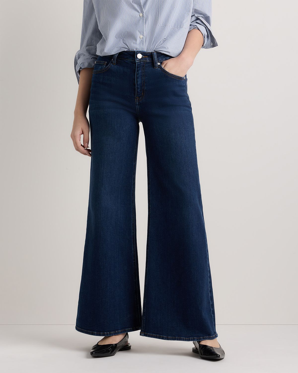 Bella Stretch Palazzo Jeans in Midnight Blue