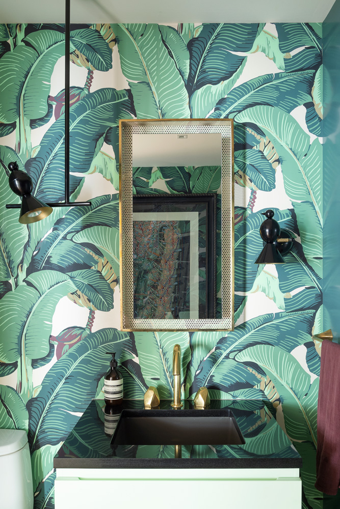 Palm Print wallpaper in bathroom