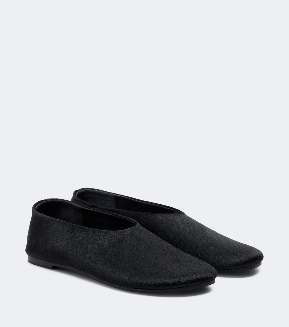 Jesse Calf Hair Flats  in Black - a Emery