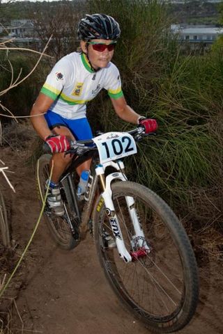 South African champion, Yolande Speedy, pictured here on her way to victory at the first round of the 2012 National Cross Country Series, is out of the 2012 UCI World Cup, Pietermaritzburg, with a broken wrist.