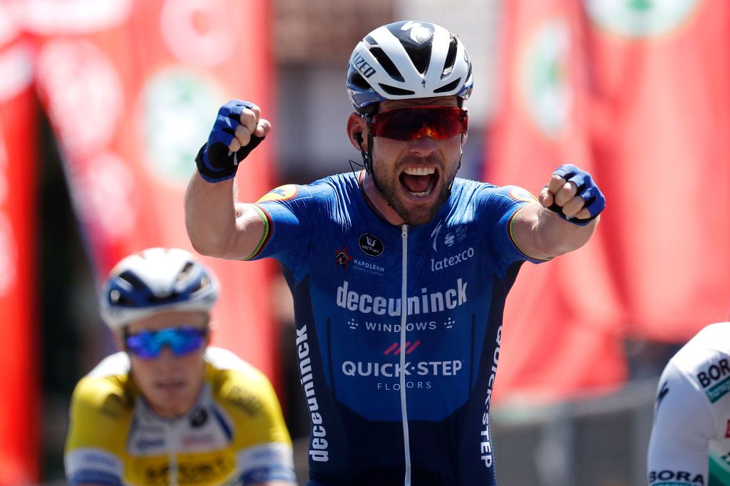 Mark Cavendish celebrates the win on stage 5 of the Baloise Belgium Tour