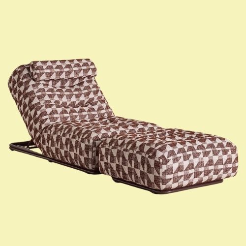 Soho Home, Celia Outdoor Sunlounger, Geometric, Maroon