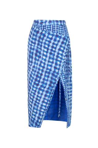 Cicero Wrap-Effect Checked Skirt