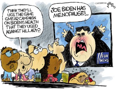 Political Cartoon U.S. Joe Biden Fox News Smear Campaign Hillary Clinton