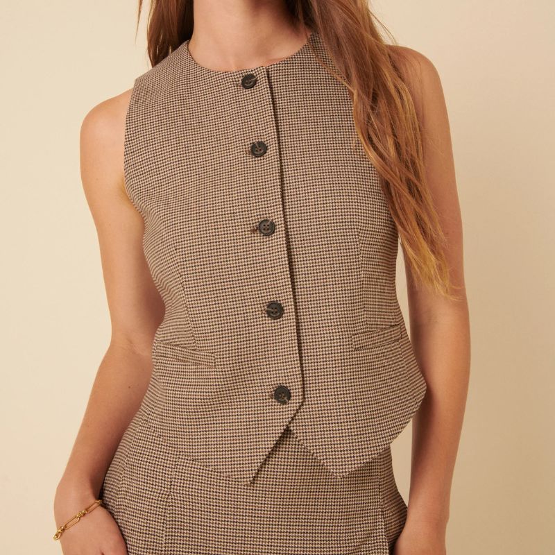 Nobody&#039;s Child, Brown Heritage Check Tailored Waistcoat