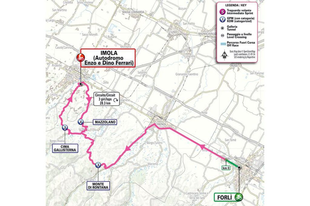 Stage 8 map for 2025 Giro d'Italia Women