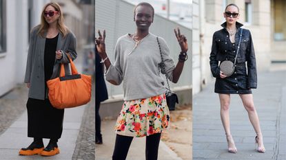 three women showing what to wear over a dress