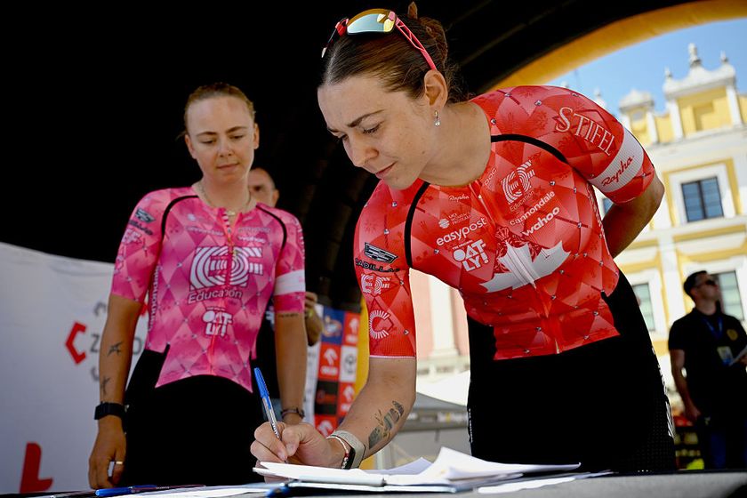 ZAMOSC, POLAND - AUGUST 12: Alexandra Volstad of Canada and Team EF Education-Oatly prior the 13th Tour de Pologne Feminin, Stage 1 a 105.7km stage from Zamosc to Zamosc on August 12, 2025 in Zamosc, Poland. (Photo by Szymon Gruchalski/Getty Images)