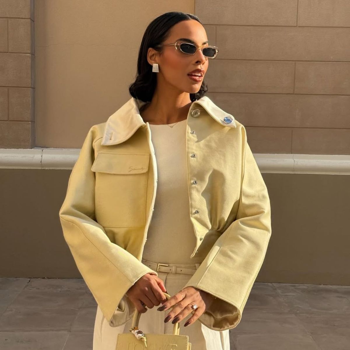 Rochelle Humes with a flicked bob short summer haircut