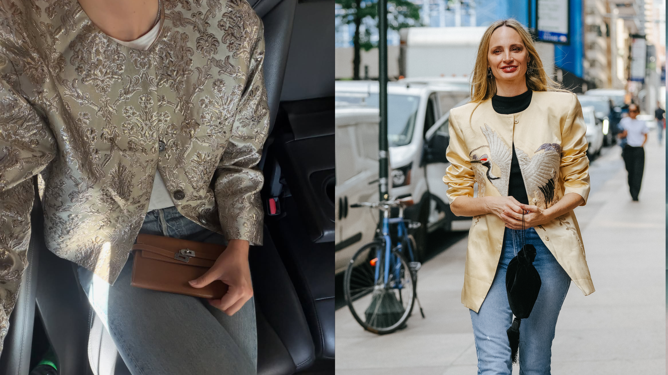 evening jacket with jeans outfit trend