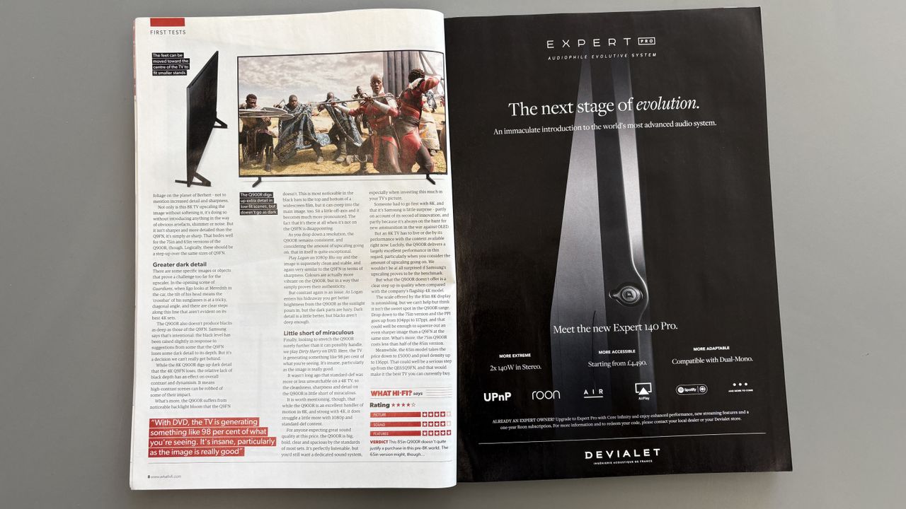 Samsung 8K TV in What Hi-Fi? Awards 2018 issue