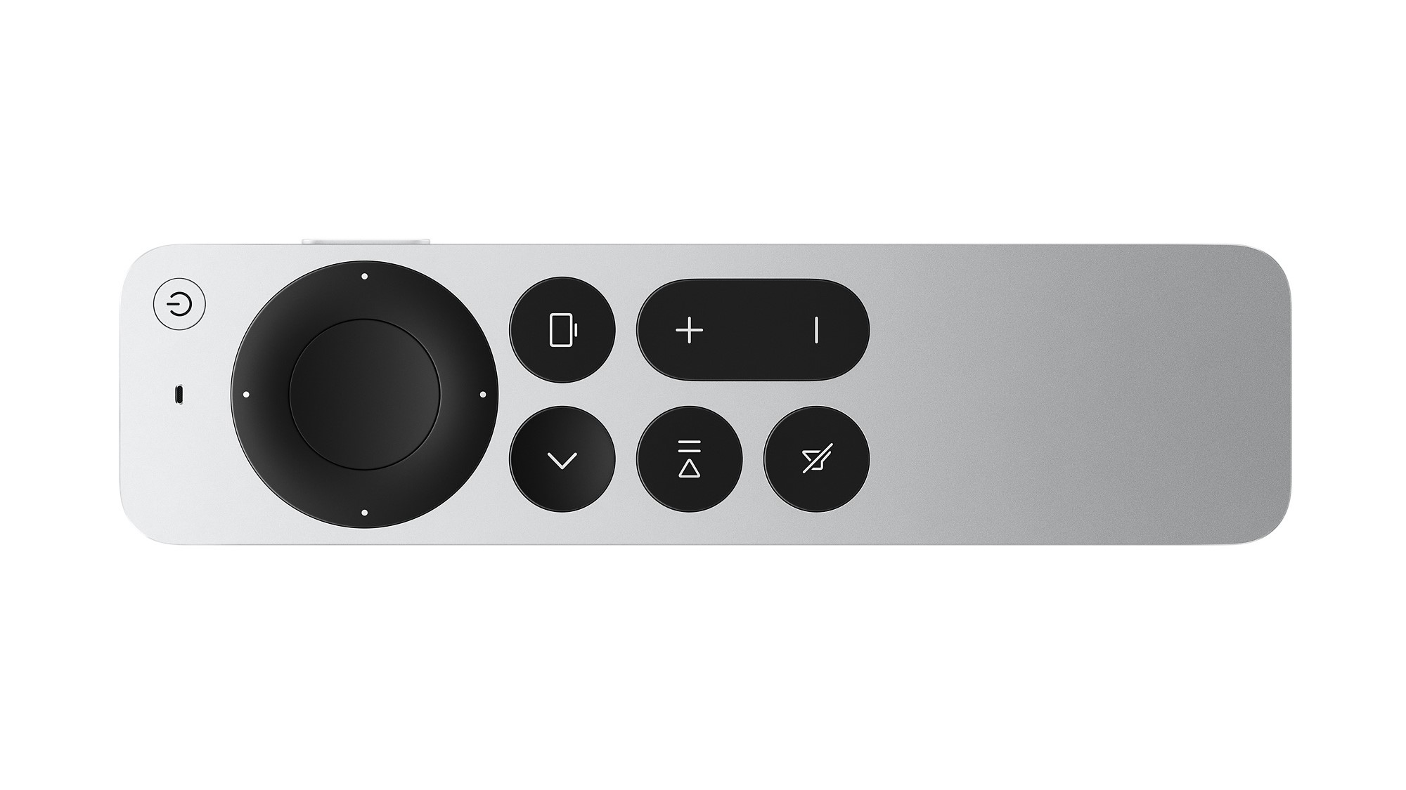 Apple TV 4K Remote Control Against White Background