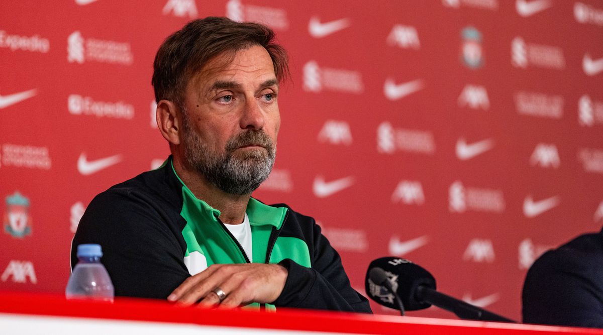 KIRKBY, ENGLAND - JANUARY 26: Jurgen Klopp of Liverpool addresses the media at a club press conference ahead of the Emirates FA Cup tie with Norwich City at AXA Training Centre on January 26, 2024 in Kirkby, England. The club and Jurgen Klopp announced earlier in the day that he was to leave the club at end of the current season bringing an end to his successful nine year spell at the club. (Photo by Nikki Dyer - LFC/Liverpool FC via Getty Images)