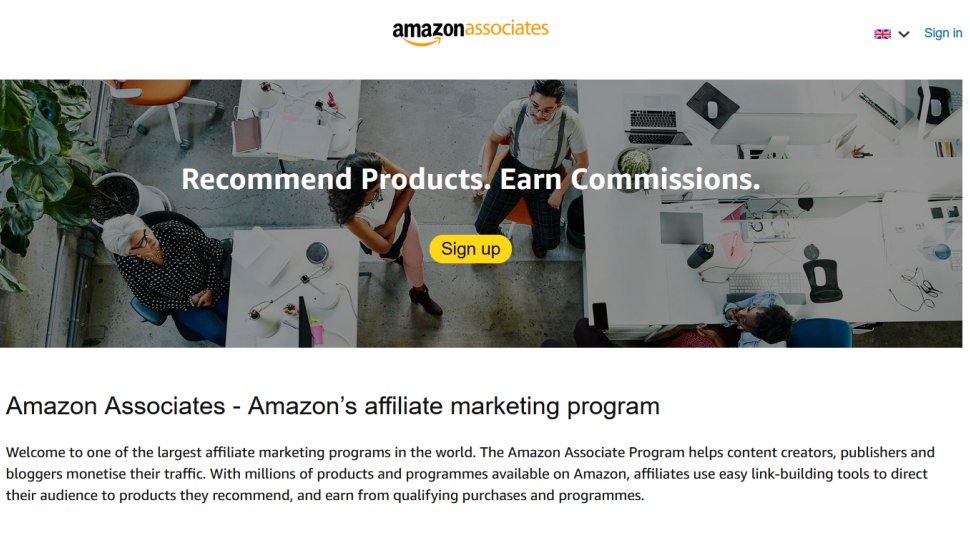 Amazon Associates website screenshot (July 2025).