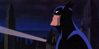 Batman watching over Gotham in Batman: Mask of the Phantasm