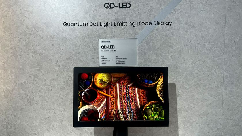 Samsung Display&#039;s first QD-LED display on a grey background