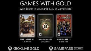Image of the three Xbox Games with Gold for March 2023.