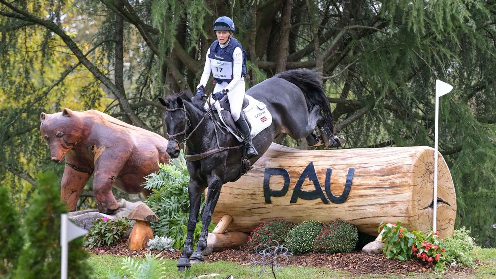 Pau cross-country faller Yasmin Ingham and Gypsie Du Loir at a log fence