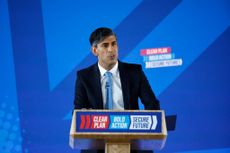 Rishi Sunak launches the Conservative manifesto after calling the general election on 22 May (Photo by BENJAMIN CREMEL/POOL/AFP via Getty Images)