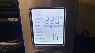 Breville the Smart Oven air fryer close up of the display menu