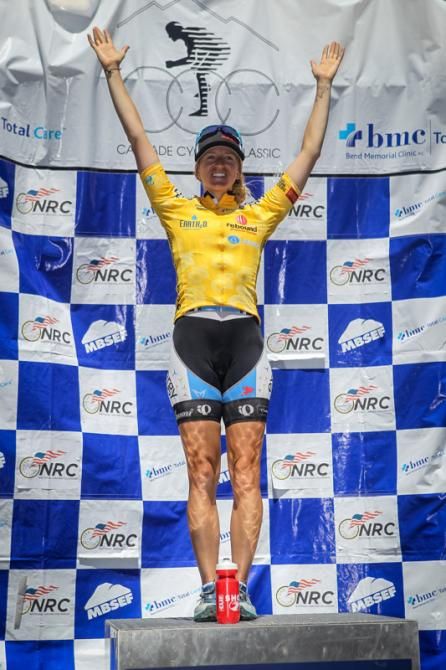 Kristin McGrath (Exergy) keeps the yellow jersey to head into tomorrow's crit.