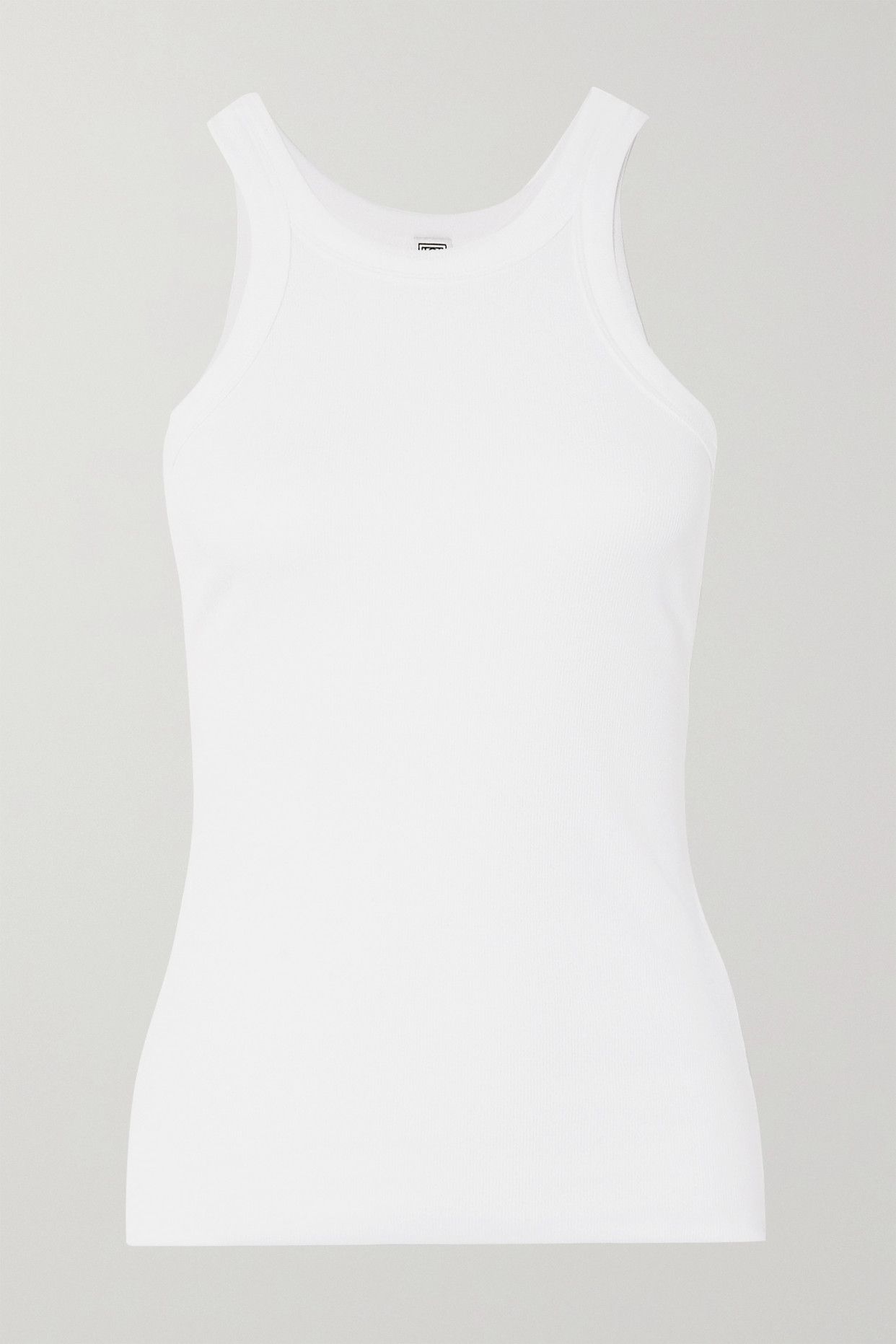 + NET SUSTAIN Curved ribbed stretch organic cotton-jersey tank