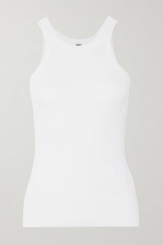 + NET SUSTAIN Curved ribbed stretch organic cotton-jersey tank