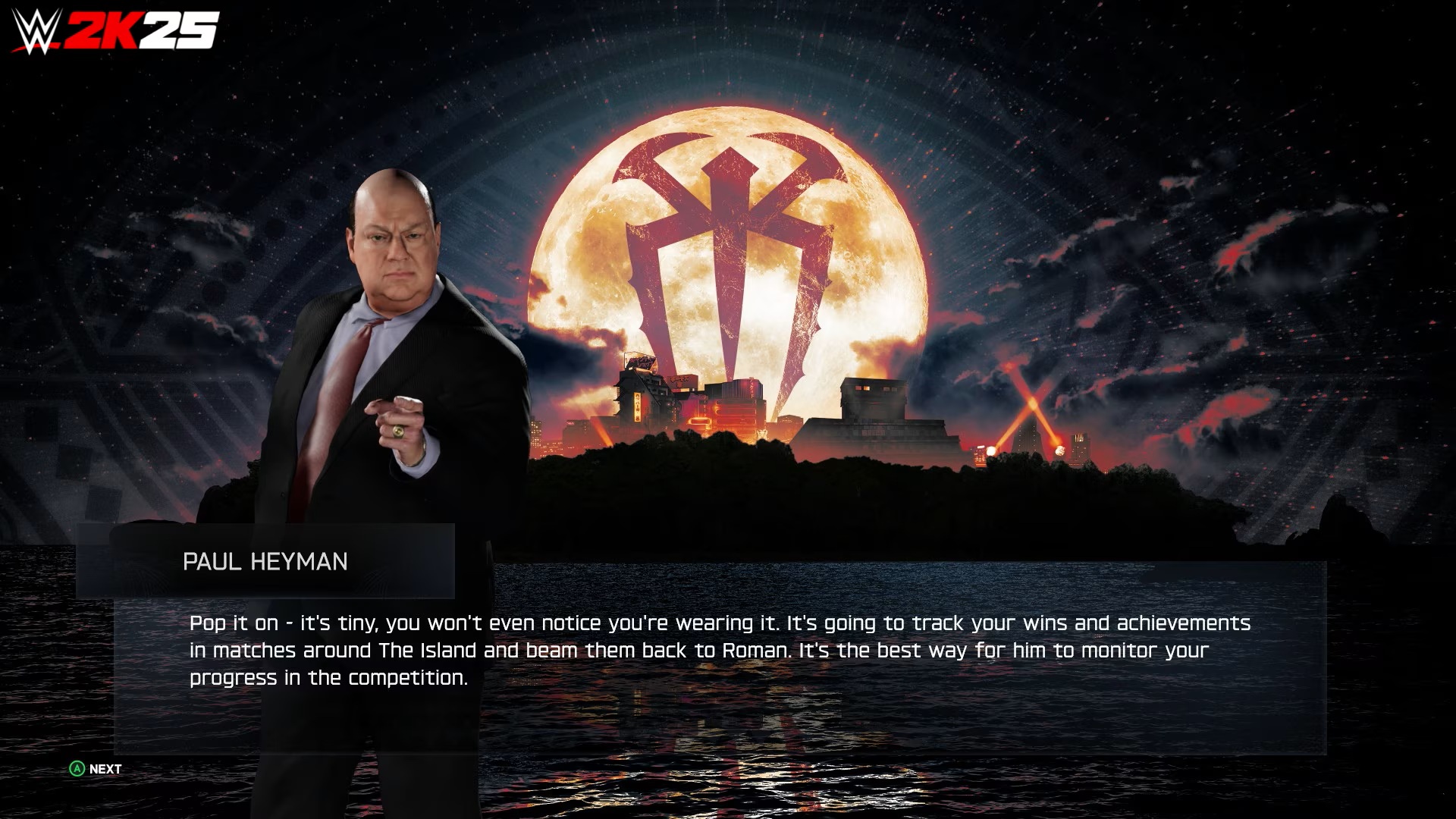 Promotional screenshot of Paul Heyman in WWE 2K25