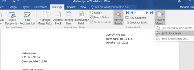 send office 2016 mail merge email