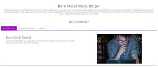 OnMetal's webpage discussing bare metal servers