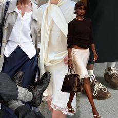 A collage showing various outdated wardrobe essentials in 2025. 