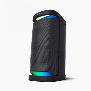 Black wireless speaker with coloured lights