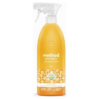 Method Antibacterial All-Purpose Cleaner, Citron, in a bright orange Spray Bottle