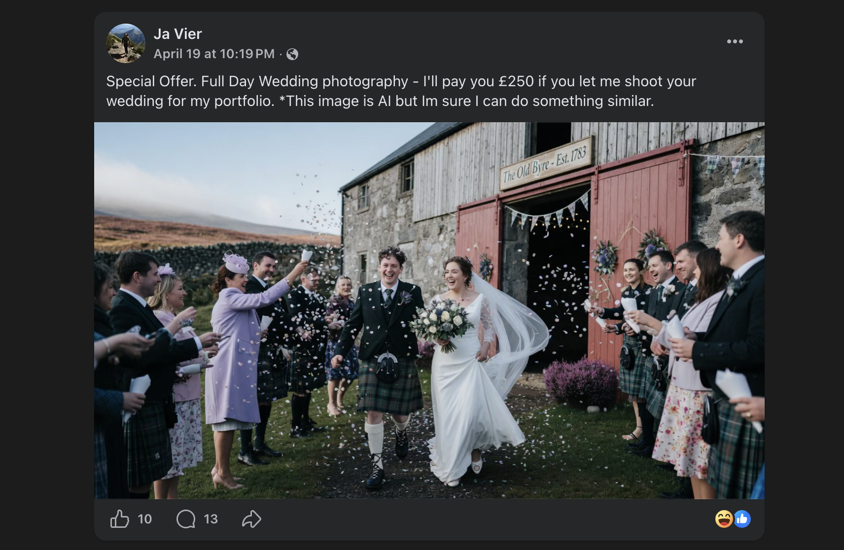 The OP in the Scottish Wedding group