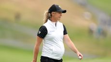 A pregnant Amy Olson at the 2023 US Open