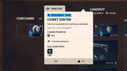 arc raiders comet ignitor