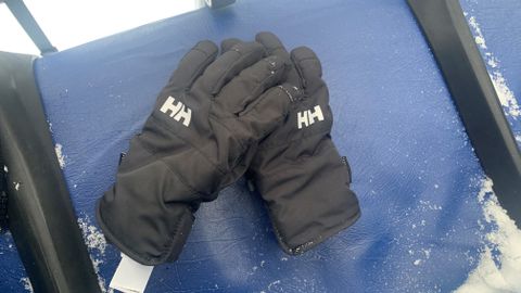 Ski gloves on a charlift