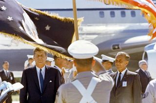 President Kennedy Arrives at the Cape Canaveral Missile Test Annex Skid Strip