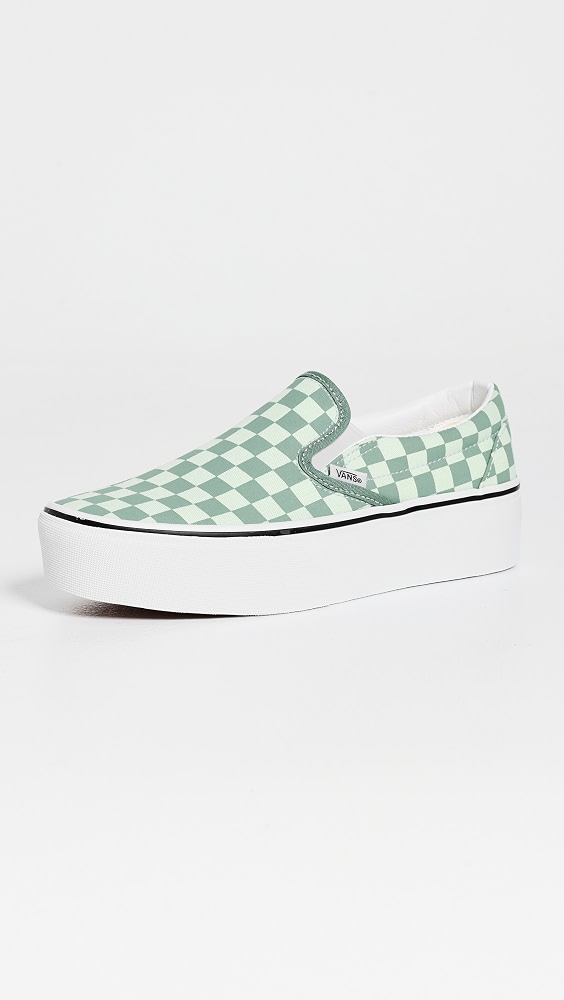 Classic Slip on Stackform Unisex Sneakers - Check Dusty Mint/mint Shadow