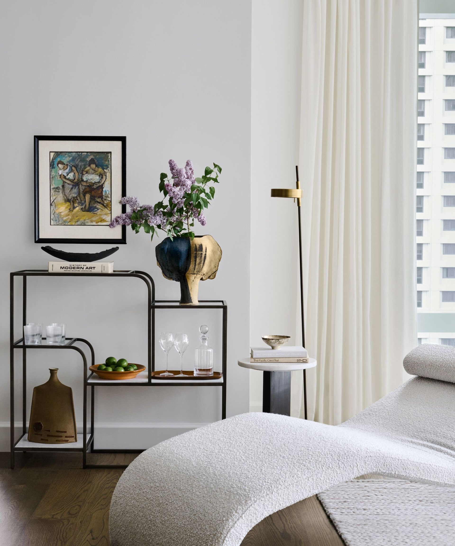 Spring living room dressed with sheer curtains