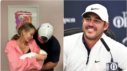 Brooks Koepka celebrates the birth of his first child