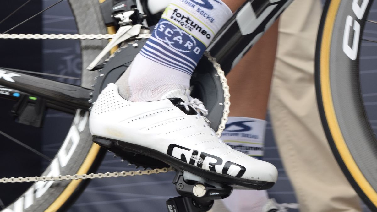 A team Fortuneo-Oscaro rider opts for lace-ups with the Giro Empire SLX