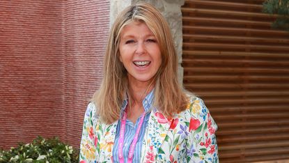 Kate Garraway walks through the Killik & Co 'Save for a Rainy Day' Garden at Chelsea Flower Show on May 19, 2025