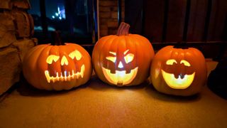 Jack-O'-Lantern Jamboree shown on pumpkins.