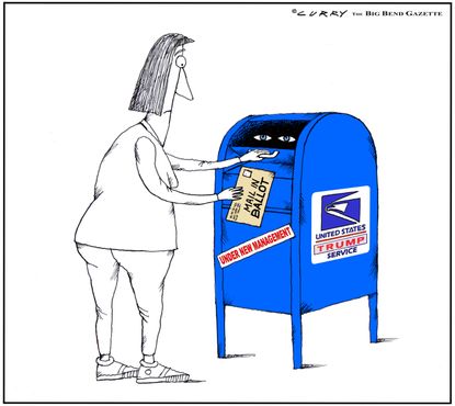 Political Cartoon U.S. Trump USPS 2020 election