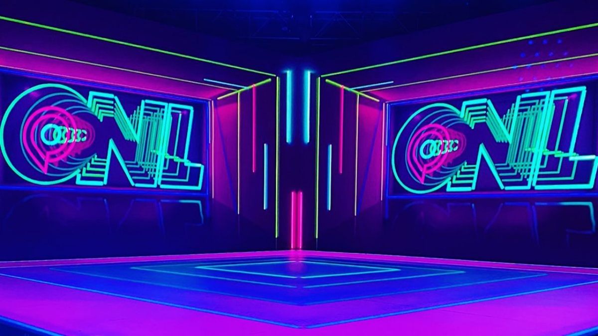 Gamescom Opening Night stage, brightly illuminated with ONL neon signs