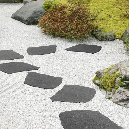 Nicoman Natural B Stone Block Garden Stepping Stone Recycled Rubber Steps Hard Wearing Heavy Duty Outdoor Pathway Tiles - (grey, Set of 4)