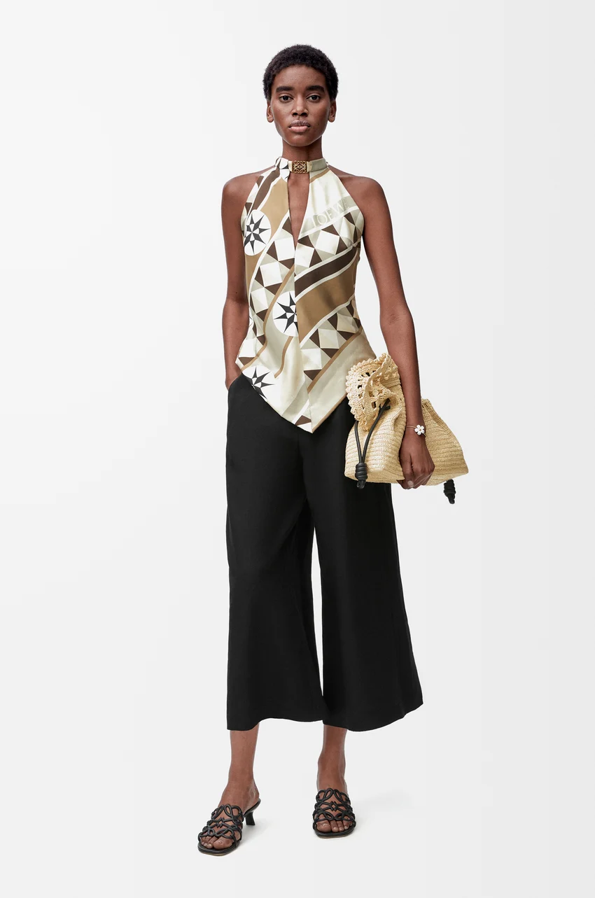 Loewe, Cropped Trousers in Viscose and Linen