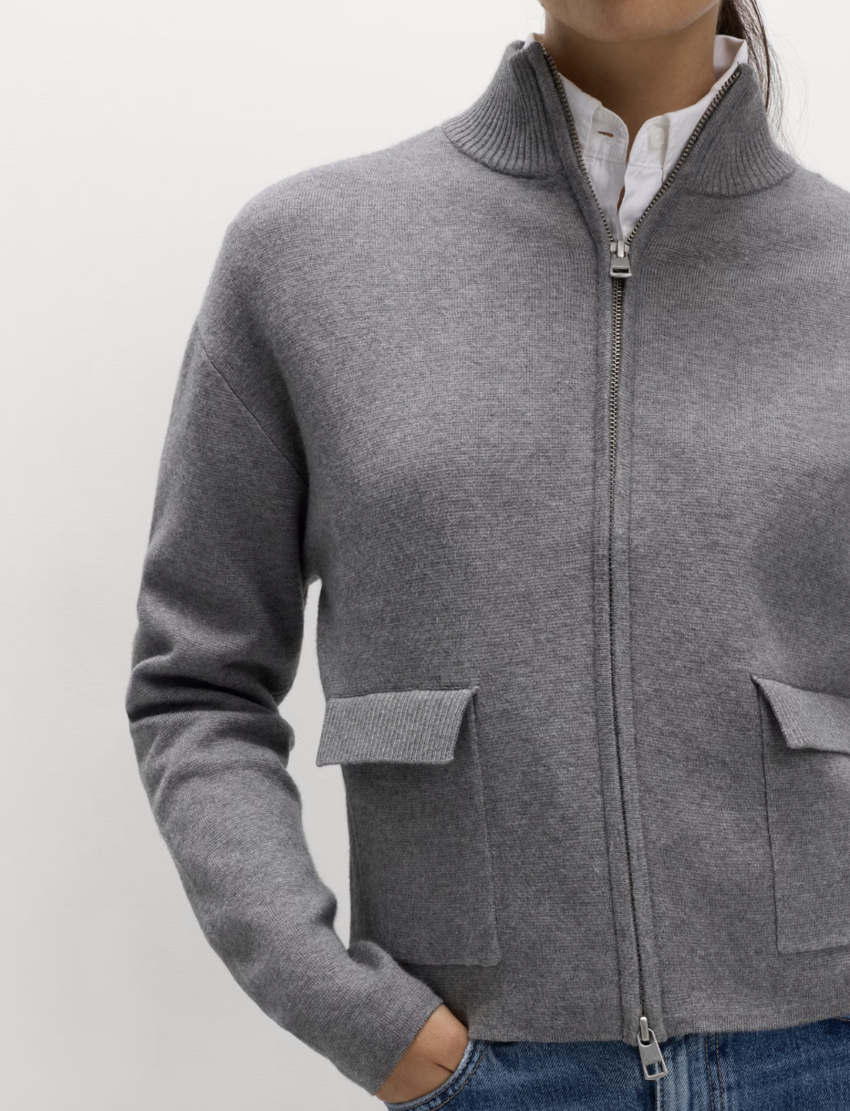 Soft Touch Zip Up Funnel Neck Knitted Jacket