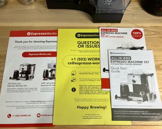 EspressoWorks All-in-One Espresso Machine Set instruction manuals and pamphlets